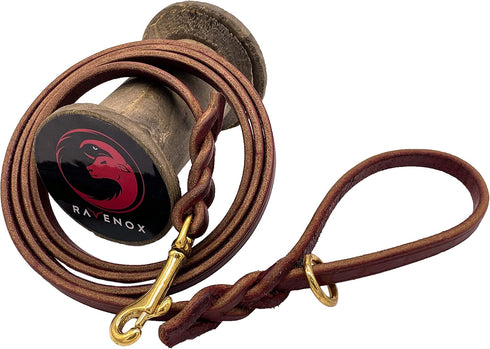 Ravenox Latigo Leather Dog Leash | Burgundy (1/2-inch x 6-feet) | USA Amish Made for Small to Medium Dogs