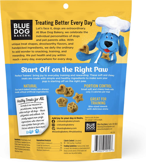 6 oz (Pack 8) Blue Dog Bakery Perfect Trainers, Mini Dog Training Treats, Soft & Chewy, Made w/USA Beef, Healthy