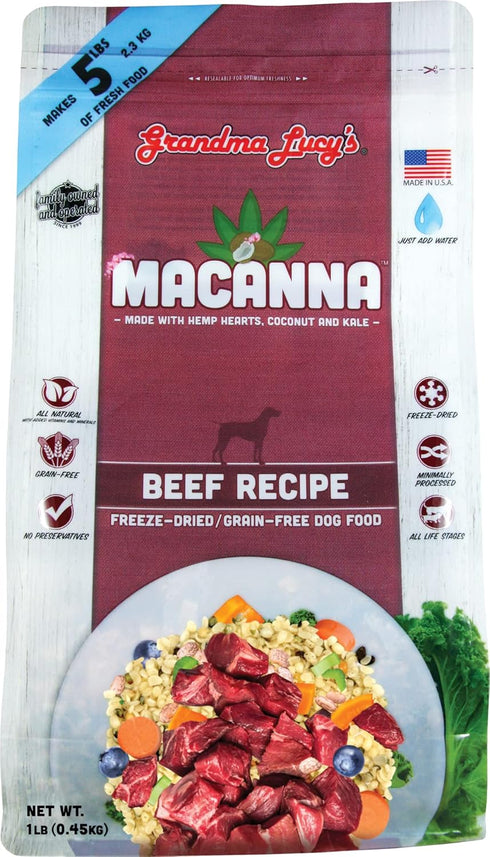 grandma lucy's Macanna Freeze Dried Grain Free Beef Recipe Dog Food, 1 lb