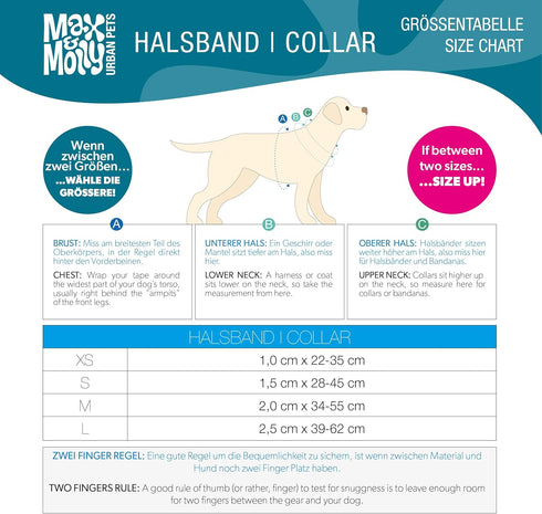 Max & Molly Comic Cartoon Dog Collar with Safety QR Code Dog Tag, Soft, Adjustable, Waterproof