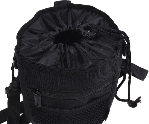 Cosmos Pet Snack Bag, Dog Training Food Pouch with Shoulder Strap and Carabiner, Black, 4.5" x 5.75"