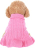 Small Dog Sweater Pet Christmas Dress for Dogs, Winter Holiday Breathable Ruffle Hem Design (Pink, Large)