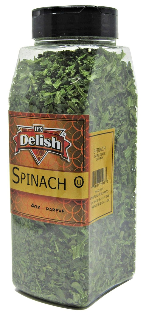 3.5 Oz Dried Spinach Flakes by It's Delish, Large Jar