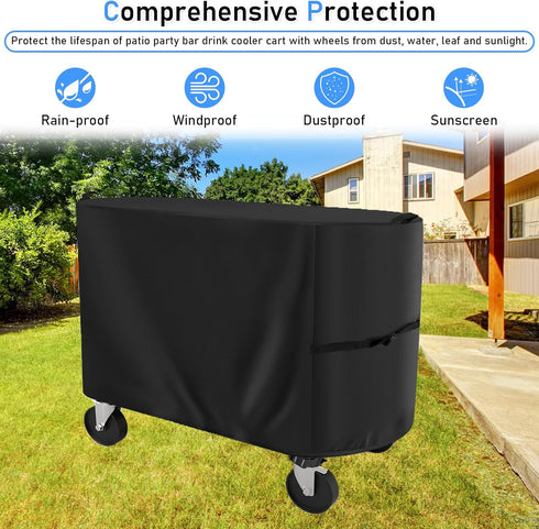 80 33"L19"W18"H Outdoor Cooler Cover for Permasteel Qt Rolling Patio Cooler Cart, Waterproof Ice Chest Cart Cover Patio