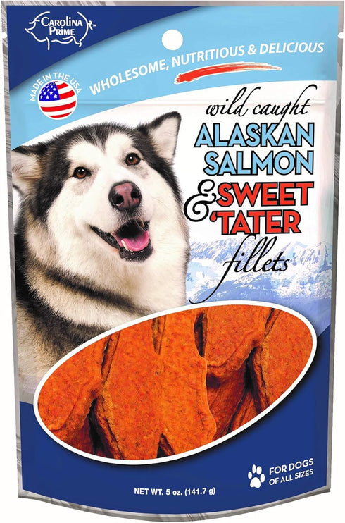 Carolina Prime Pet 45111 Salmon and Sweet Tater Fillets Treat for Dogs, 5 oz Pouch