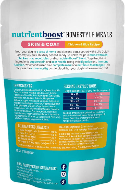 Solid Gold Homestyle Meals Healthy Dog Food Topper, Soft Dog Food with Real Chicken, 9 oz, 6 ct