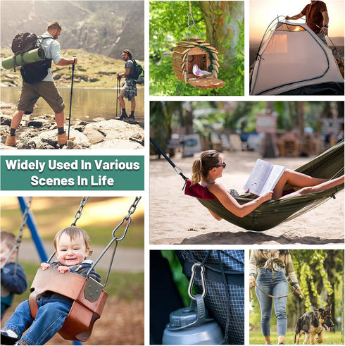 3.1&4 Inch 1000lbs, 2&4&8Pack Hammock Pixel Panda Heavy Duty Carabiner Clips Load Large Snap Hooks for Gym, Outdoor