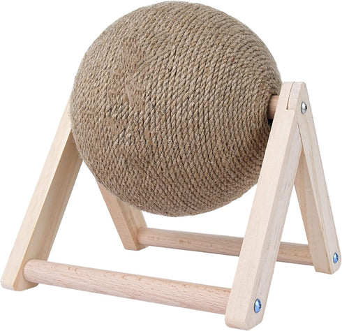 BATTIPAW Cat Scratcher, Rabbit Scratching Ball, Natural Sisal Scratcher, Spinning Cat Ball, Solid Wood Scratching Toy