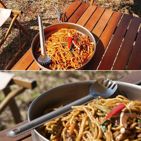 Titanium Spork Long Handle, Ultra Lightweight Camping Utensil for Hiking, Backpacking, Outdoors