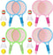 Wettarn 8 Pcs Plastic Kids Tennis Racket Set with 4 Tennis Balls and 4 Shuttlecocks for Outdoor Sports Gifts