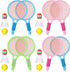 Wettarn 8 Pcs Plastic Kids Tennis Racket Set with 4 Tennis Balls and 4 Shuttlecocks for Outdoor Sports Gifts