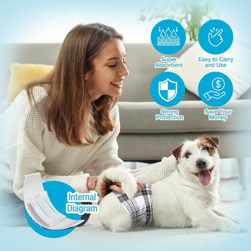 XL-40ct) Pet Soft Dog Diaper Liners - Disposable Dog Diaper Booster Pads for Male & Female Dogs fit Most Dog Wraps