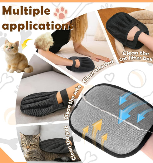 GUJYUYIF Pet Hair Removal Glove for Cats & Dogs Grooming, Pet Hair Removal Tool Brush Kit Reusable Lint Remover