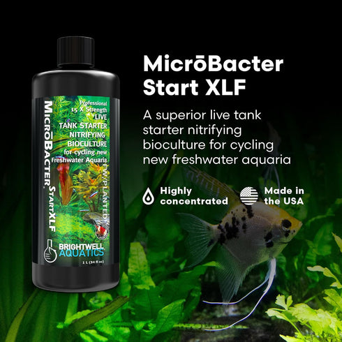 Brightwell Aquatics MicroBacter Start XLF - 33.8 fl oz Freshwater Nitrifying Bacteria for Fish Tank
