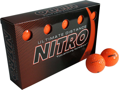Long Distance High-Durability Golf Balls, 15PK, Nitro Ultimate Distance, Titanium Core, USGA Approved - Orange
