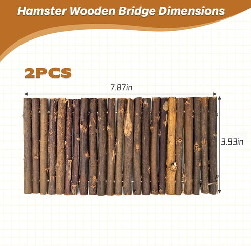 PINVNBY 2 PCS Hamster Toys - Wooden Ladder Bridge Tunnel Hide for Guinea Pigs and Small Animals