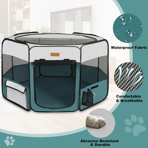 Dog Playpen, Portable Pet Play Pen for Cat, Puppies, Rabbits, Chickens, Foldable Large-Capacity Pet Tent