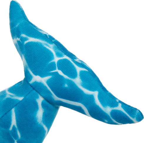 Strong 'N Silent Silent Swimmer Soft Plush Orca Chew Guard Dog Toy - Blue, Large