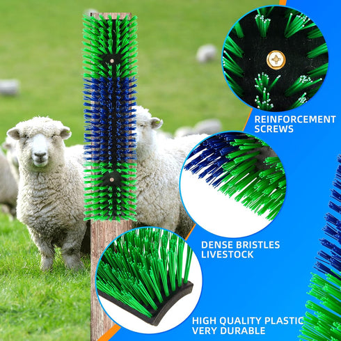 Rouisxue Posts(4pcs, Livestock Scratch Brush for Cattle, Horses, Goats, Cow, Durable Scratching Brush, Massage Grooming