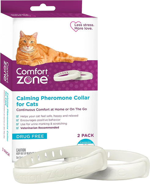 Comfort Zone Cat Calming Collar Savings Pack 2 Collars for 60 Days of Calm Pheromones Help Anxiety