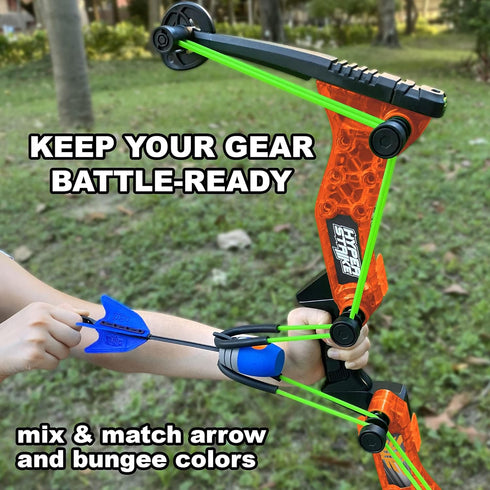 Zing HyperStrike Bow Bungee Replacement and Arrow Refill Pack, Includes 2 Green Bungee Sets and 4 Blue Arrows