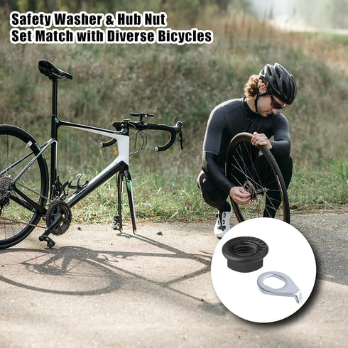 SAVITA 12pcs Bike Wheel Axle Nut and Bicycle Hub Safety Washer Kit, Carbon Steel M8/M9.5/M10 for Mountain Bike Parts