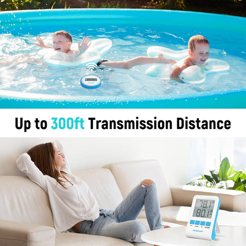 HEIMVERT IPX8 Swimming 1 Pack) Wireless Digital Pool Thermometer Floating, Easy-to-Read Display, Waterproof