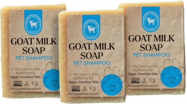 Honey Sweetie Acres 3 Pack All-Natural Pet Shampoo Bar with Fresh Goat