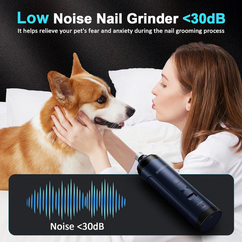 SNMDQZ Trimmers, 2 2 Dog Nail Grinder, Dog Nail and Clippers Kit with LED Lights. Super Quiet Electric Pet Nail