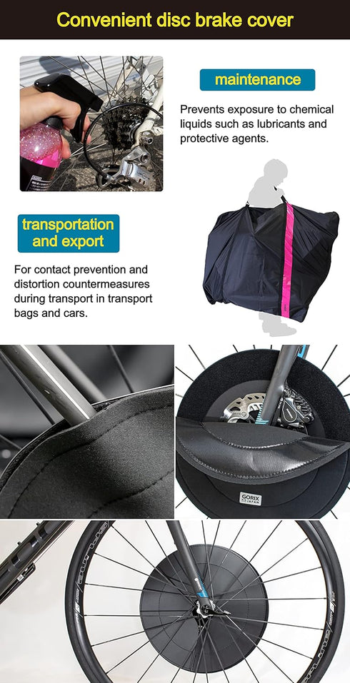 GORIX Bike Disc Brake Cover Set of 2, Rotor Cover Guard for Transport Storage Luggage Road MTB (GX-DBCOVER)