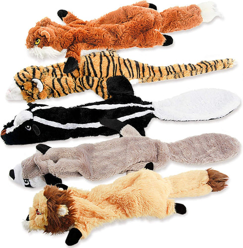 Dog Squeak Toys, No Stuffing Plush Dogs Chew Toy Bundle for Small