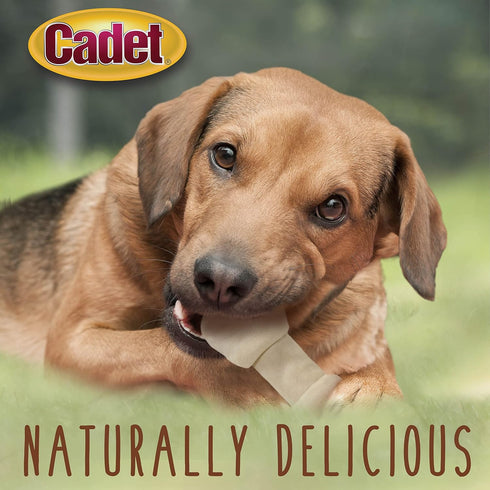 Cadet Premium Grade Beef Hide for Dogs, 6"-7" Long Lasting Rawhide Knotted Bones, 4 Pack