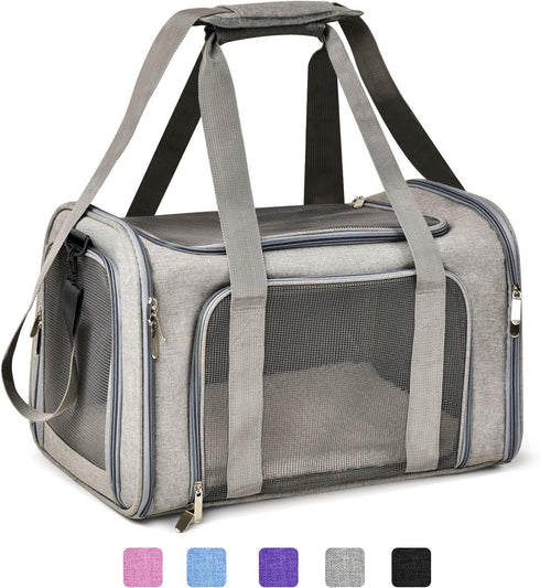 Henkelion Large Dog Cat Carrier: Soft Sided Carrier for Puppies up to 25Lbs, Collapsible Travel Carrier, Grey