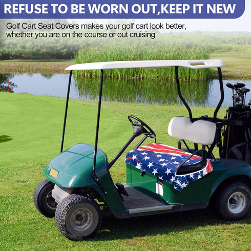 Golf Cart Seat Cover, 100% Microfiber Golf Cart Seat Towel Blanket for All 2-Seater Carts (USA Flag)