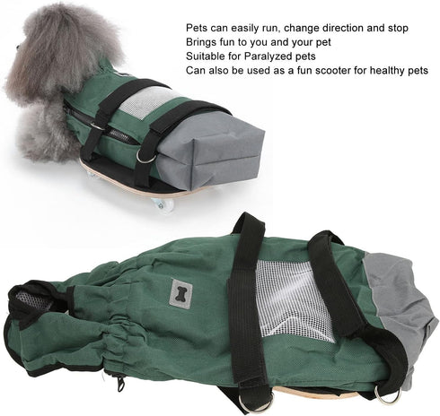 Dog Walking Scooter, Breathable Oxford Fabric Pet Drag Bag for Disabled Dogs, M (4-6kg/8.8-13.2lb)
