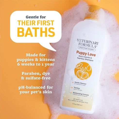 17 oz 6 Veterinary Formula Smart Coat Complex Puppy Love Extra Gentle Tearless Shampoo, Fl for Pups Over Weeks