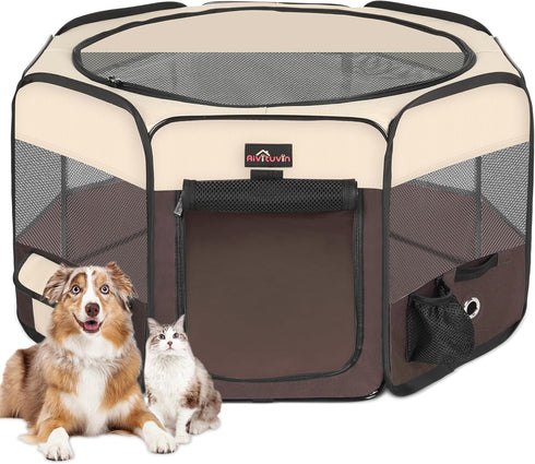 Aivituvin Dog Playpen, Foldable Pet Play Pens with Carrying Bag for Cat,