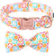 Dog Collar for Spring and Summer, Cotton Adjustable Collar with Bow and Safety Metal Buckle, M