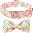 Dog Collar for Spring and Summer, Cotton Adjustable Collar with Bow and Safety Metal Buckle, M