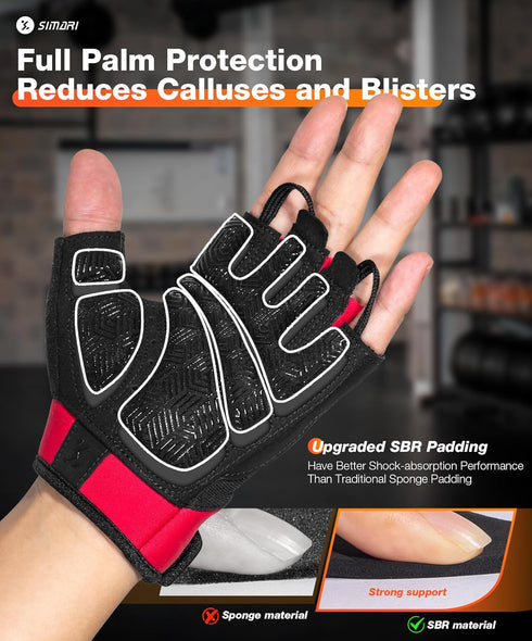 SIMARI Breathable Workout Gloves for Men & Women, Weight Lifting Gloves with Padded, Grip, Full Palm Protection, Gift