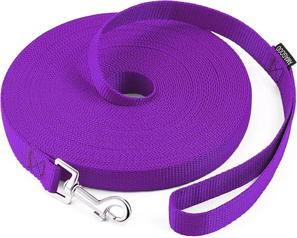 AmaGood Long Dog Leash for Training - 20, 30, 50, and 15 Feet Options for Recall, Play, and Safety (Purple, 50 Foot)