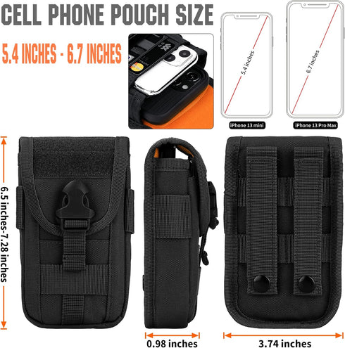 IronSeals 4.7"-6.9" 17 Pro/16 Pro/15 Tactical Phone Holster Pouch, Smartphone Pouch Phone Case Molle Gadget Bag Molle