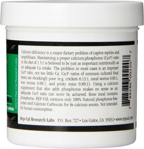 Rep-Cal 52298 Phosphorous-Free Calcium Powder, 4.1 oz, Reptile/Amphibian Supplement Without Vitamin D3