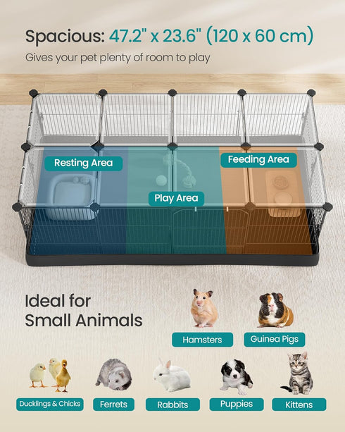20 48.4 24.8 16.3 Inches, ULPI011BH01 SONGMICS Guinea Pig Cage, Rabbit Cage, Small Animal Playpen with Waterproof Mat