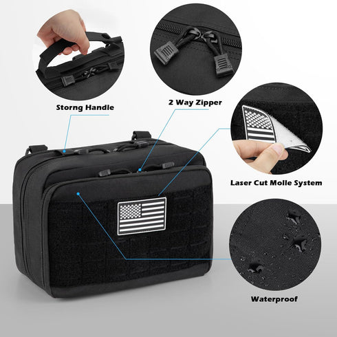 Jueachy Molle Large Tactical Pouch, Expandable Admin Bag for Medical Tool Accessories