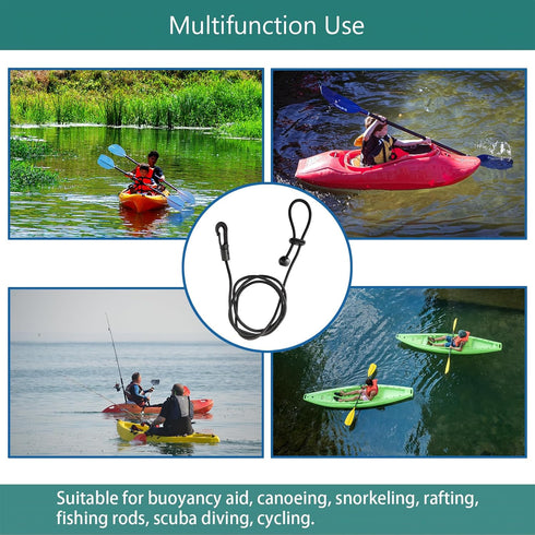 Kayak Paddle Leash, Fishing Rod Paddle Leash, Stretchable Strap Lanyard Rope for Kayaking, Boating, Fishing Pole, 4Pcs