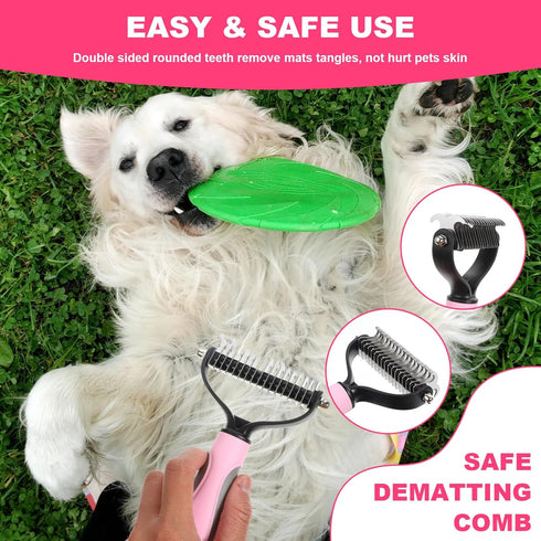 Pafeooui 6PCS Set Dog Grooming Kit, Pet Grooming Kit, Deshedding Brush for Short Hair, Slicker Brush, Flea Comb, Puppy