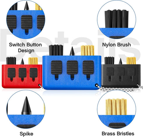 Nuanchu 10 Packs 3 in 1 Retractable Golf Club Cleaner Tool, Portable Brush & Sharpening Tool