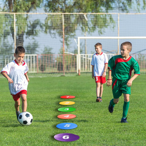 24 Pack 9 Inch 6 Okllen Poly Vinyl Spot Markers, Floor Dots Non-Slip Rubber Agility Dots, Flat Field Cones Circles