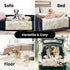 Medium Dog Couch Bed, 35x31 Inches, Faux Fur Tie-dye Khaki, Waterproof Calming Washable Memory Foam